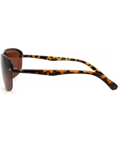 Polarized Mens Classic 90s Half Rim Rimless Style Racer Sunglasses Shiny Tortoise Brown $9.98 Rimless