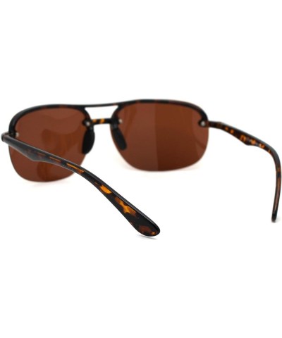 Polarized Mens Classic 90s Half Rim Rimless Style Racer Sunglasses Shiny Tortoise Brown $9.98 Rimless