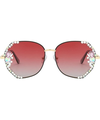 Luxury Rhinestone Bling Diamond Fashion Polarized Sunglasses Women Vintage Diamond Sun Glasses Gradiend lens Shades Red $9.29...