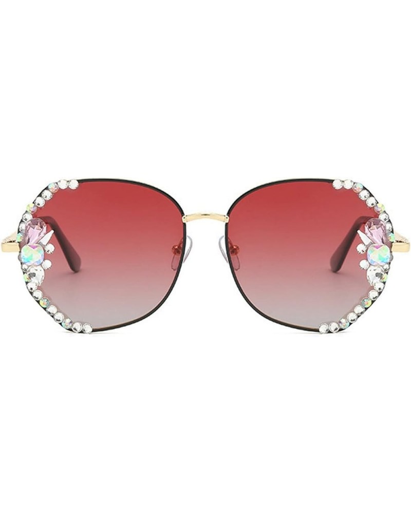 Luxury Rhinestone Bling Diamond Fashion Polarized Sunglasses Women Vintage Diamond Sun Glasses Gradiend lens Shades Red $9.29...