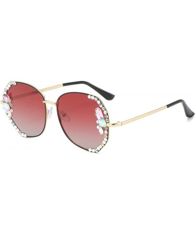 Luxury Rhinestone Bling Diamond Fashion Polarized Sunglasses Women Vintage Diamond Sun Glasses Gradiend lens Shades Red $9.29...