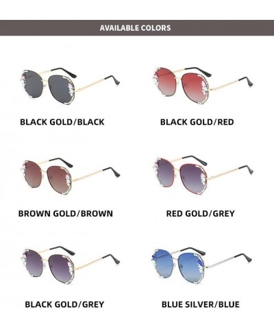 Luxury Rhinestone Bling Diamond Fashion Polarized Sunglasses Women Vintage Diamond Sun Glasses Gradiend lens Shades Red $9.29...