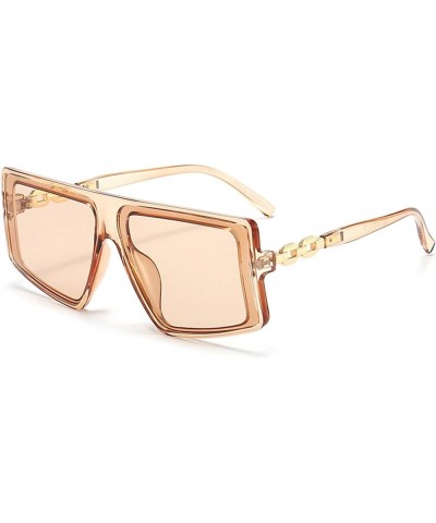 Retro Large Frame Chain Sunglasses Women Outdoor Vacation Decorative Sunglasses (Color : D, Size : 1) 1 E $13.57 Designer