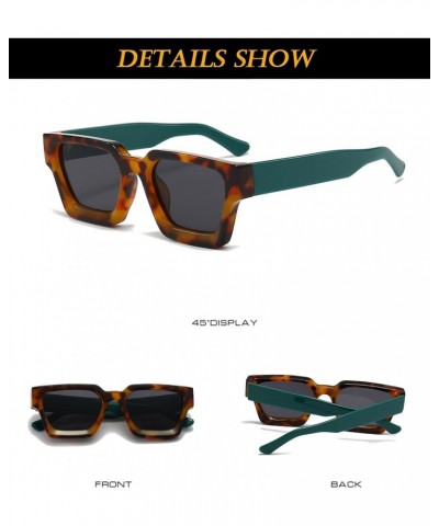 Thick Square Frame Sunglasses for Women Men Fashion Chunky Rectangle Sun Glasses Black Shades 18 Tortoise Green/Grey $11.99 A...