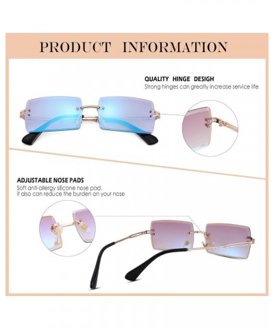 Rectangle Sunglasses for Men/Women Small Rimless Square Shade Eyewear C9* 2 Pack (Mirror Blue +Mirror Red) $10.25 Wayfarer