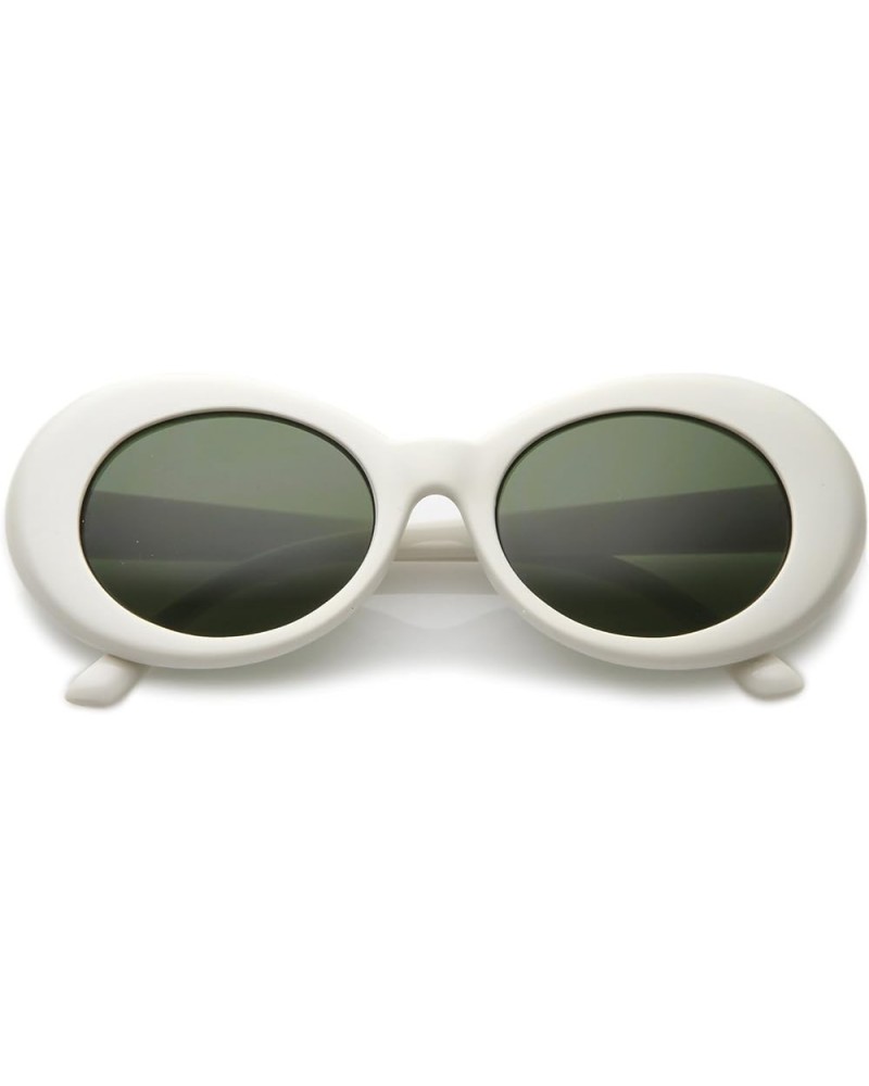 Clout Goggles Glasses Oval Sunglasses with Retro Bold Mod Thick Framed Round Lens 51mm White / Green $21.89 Oval