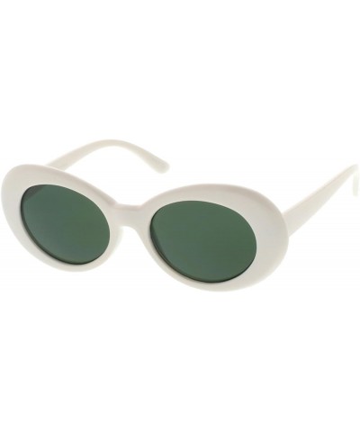 Clout Goggles Glasses Oval Sunglasses with Retro Bold Mod Thick Framed Round Lens 51mm White / Green $21.89 Oval