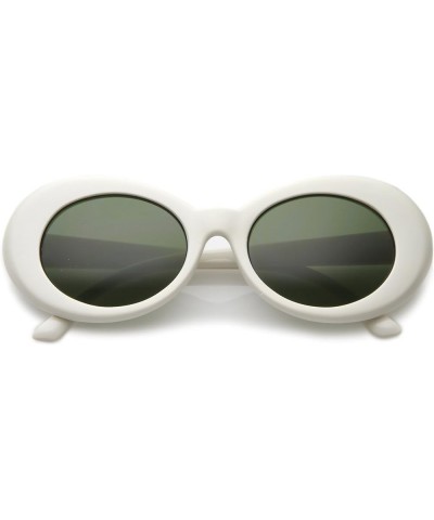 Clout Goggles Glasses Oval Sunglasses with Retro Bold Mod Thick Framed Round Lens 51mm White / Green $21.89 Oval