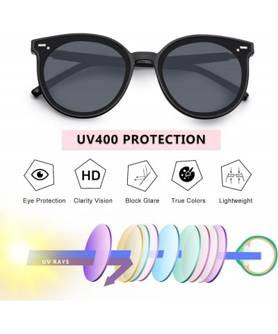 Retro Round Sunglasses for Women, Pink Sunglasses Womens with Classic Trendy Frame Sunnies Shades UV400 Blocking Black $10.75...