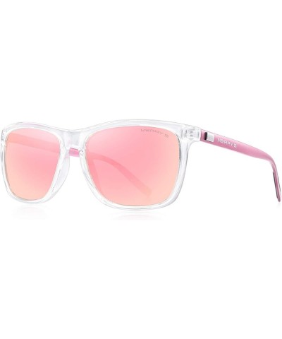 Unisex Polarized Aluminum Sunglasses Vintage Sun Glasses For Men/Women S8286 Transparent Frame/Pink Mirror Lens/Pink Temples ...