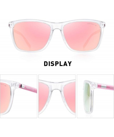 Unisex Polarized Aluminum Sunglasses Vintage Sun Glasses For Men/Women S8286 Transparent Frame/Pink Mirror Lens/Pink Temples ...