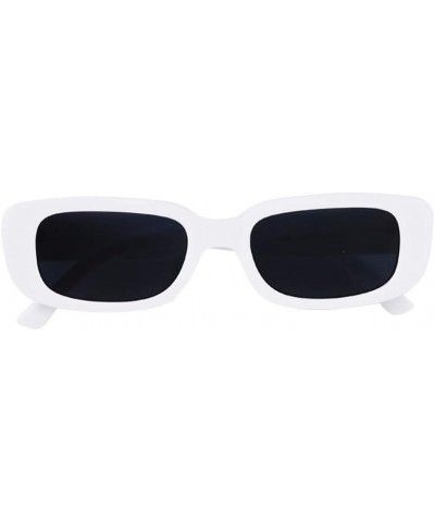 Rectangle Sunglasses for Women Retro Fashion Sunglasses UV 400 Protection Square Frame Eyewear White Frame Black Lens $9.27 A...