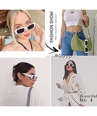 Rectangle Sunglasses for Women Retro Fashion Sunglasses UV 400 Protection Square Frame Eyewear White Frame Black Lens $9.27 A...