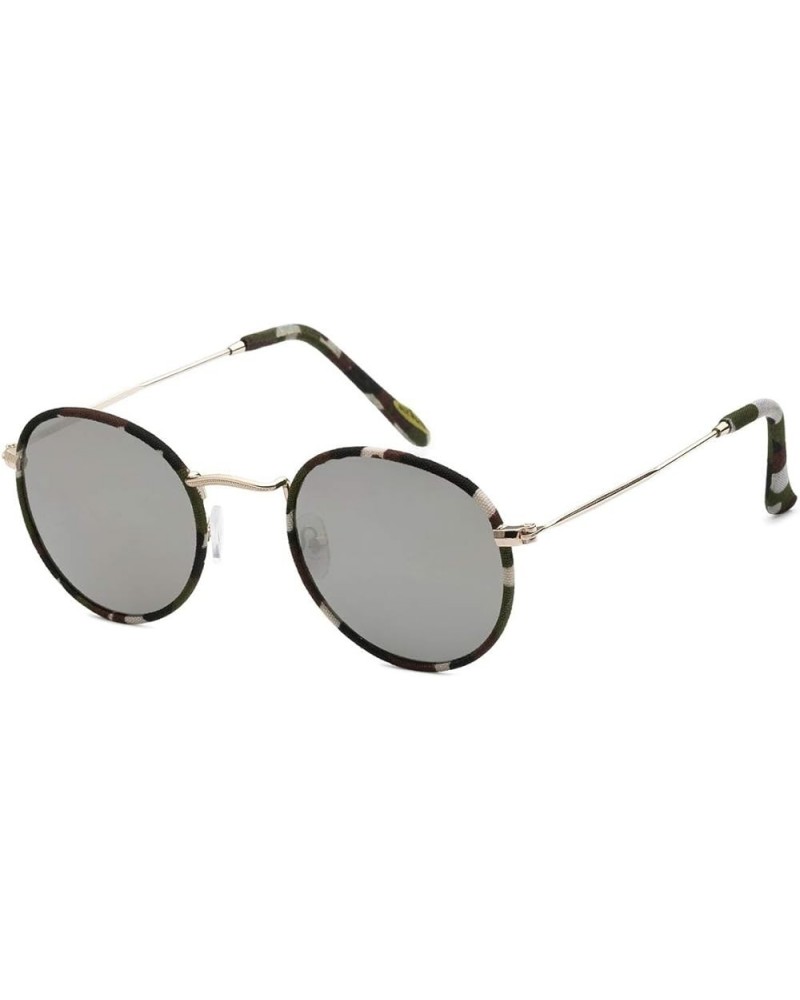 Round Fabric Wrapped Sunglasses Green $7.14 Round