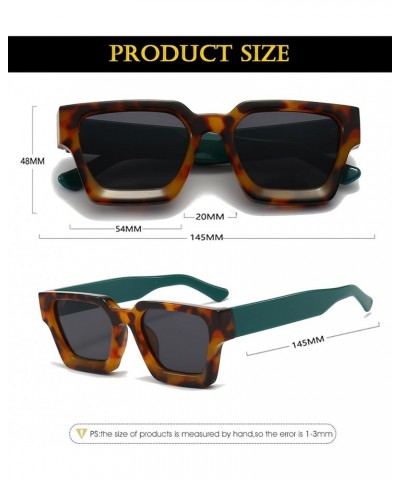 Thick Square Frame Sunglasses for Women Men Fashion Chunky Rectangle Sun Glasses Black Shades 18 Tortoise Green/Grey $11.99 A...