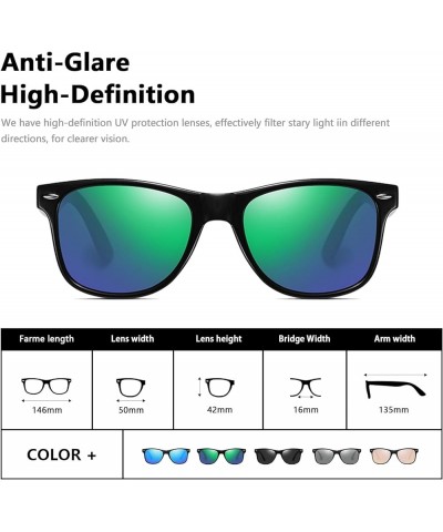 Polarized Trendy Square Sunglasses for Mens Womens Black Retro Driving Fishing Sun Glasses UV400 Protection Black/Green $6.88...