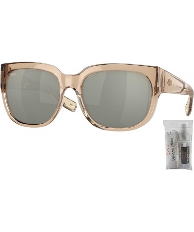 womens Waterwoman 2 Square Sunglasses Shiny Blonde Crystal / Grey Silver Mirror Polarized $73.78 Oversized