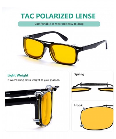 Clip On Sunglasses Polarized Brown Lens with case Lens Width 2.3 Inches 3pc-yellow $13.56 Designer