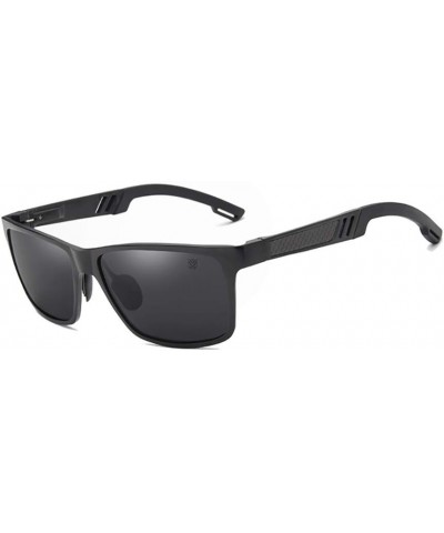 Genuine Mens Polarized Rectangular Adjustable Sunglasses Fashion UV400 Ultra Light Al-Mg Black/Grey $15.90 Rectangular