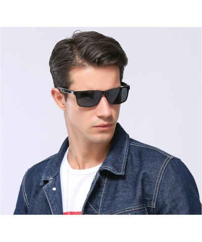 Genuine Mens Polarized Rectangular Adjustable Sunglasses Fashion UV400 Ultra Light Al-Mg Black/Grey $15.90 Rectangular