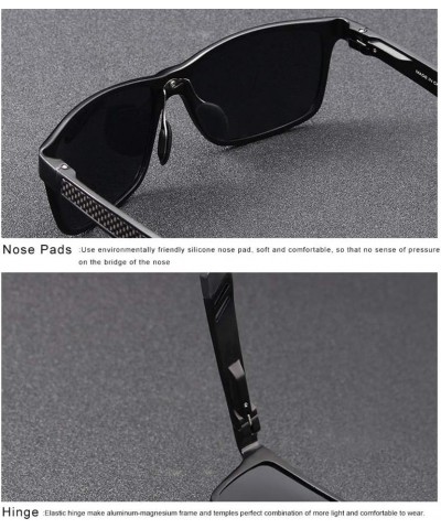 Genuine Mens Polarized Rectangular Adjustable Sunglasses Fashion UV400 Ultra Light Al-Mg Black/Grey $15.90 Rectangular