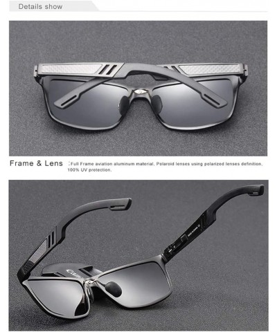 Genuine Mens Polarized Rectangular Adjustable Sunglasses Fashion UV400 Ultra Light Al-Mg Black/Grey $15.90 Rectangular