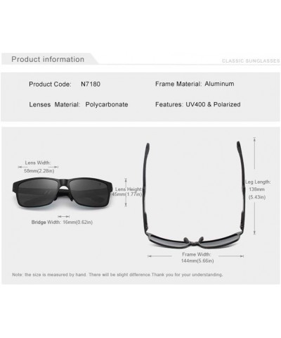 Genuine Mens Polarized Rectangular Adjustable Sunglasses Fashion UV400 Ultra Light Al-Mg Black/Grey $15.90 Rectangular