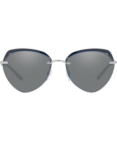 Women's Ea2133 Round Sunglasses Shiny Silver/Grey Mirrored Silver $24.71 Designer