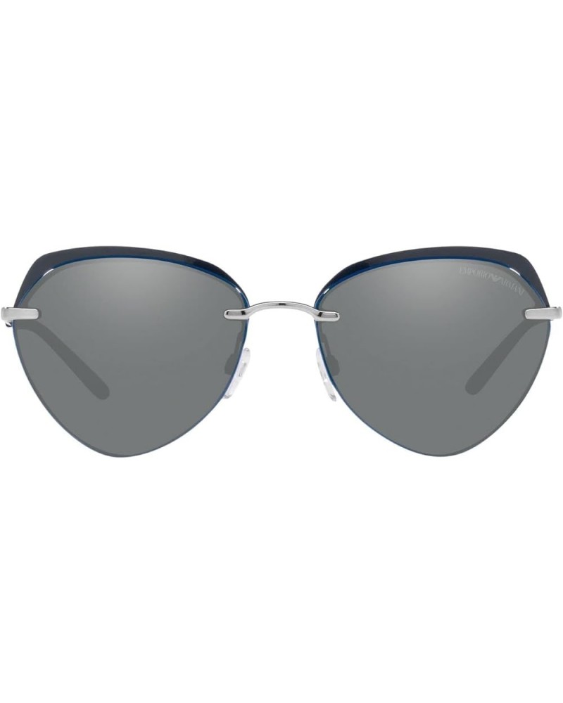 Women's Ea2133 Round Sunglasses Shiny Silver/Grey Mirrored Silver $24.71 Designer