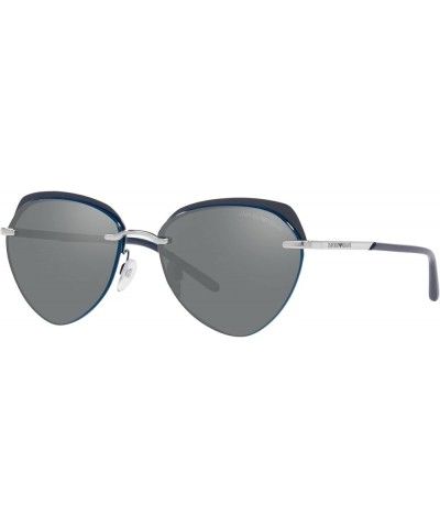 Women's Ea2133 Round Sunglasses Shiny Silver/Grey Mirrored Silver $24.71 Designer