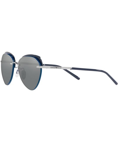 Women's Ea2133 Round Sunglasses Shiny Silver/Grey Mirrored Silver $24.71 Designer