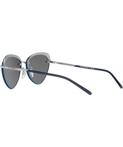 Women's Ea2133 Round Sunglasses Shiny Silver/Grey Mirrored Silver $24.71 Designer