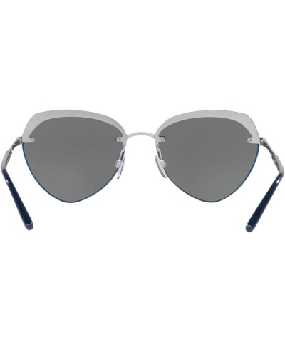 Women's Ea2133 Round Sunglasses Shiny Silver/Grey Mirrored Silver $24.71 Designer