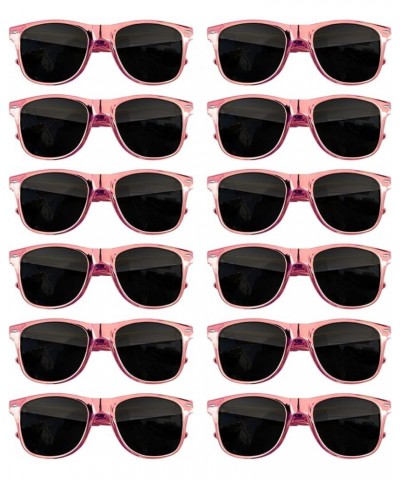 12 Pack Neon Colors Sunglasses Classic Retro Party Favors Sunglasses for Unisex Adult Metallic Pink $10.12 Wayfarer