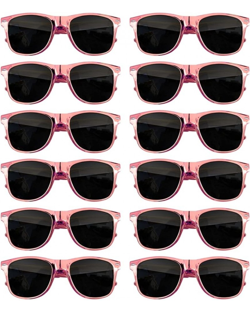 12 Pack Neon Colors Sunglasses Classic Retro Party Favors Sunglasses for Unisex Adult Metallic Pink $10.12 Wayfarer