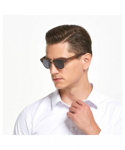 HD Mirrored Polarized Wood Sunglasses for Men and Women UV Protection Half Rim Classic Retro Walnut -Gray $33.14 Rimless