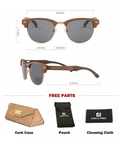 HD Mirrored Polarized Wood Sunglasses for Men and Women UV Protection Half Rim Classic Retro Walnut -Gray $33.14 Rimless