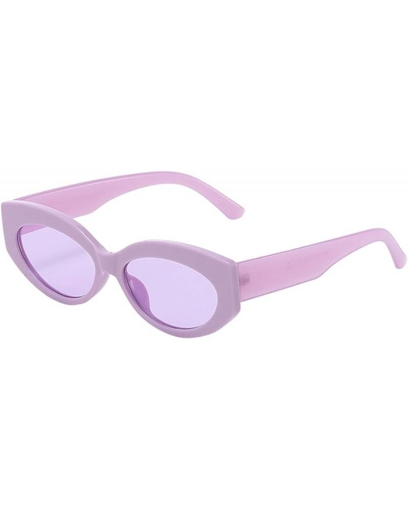 Women Fashion Street Shot Glasses PC Frame Sunglasses Preppy Purse Flat Top Women Purple $4.83 Rectangular