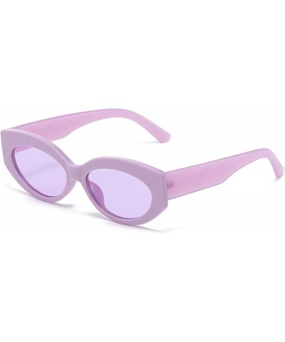 Women Fashion Street Shot Glasses PC Frame Sunglasses Preppy Purse Flat Top Women Purple $4.83 Rectangular