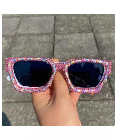 Women Diamond Sunglasses Vintage Square Crystal Rhinestone Sparkling Bejewelled Sunglasses Costume Party Sun Glasses White $9...