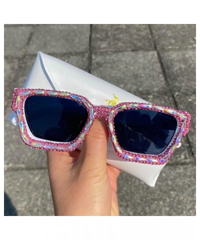 Women Diamond Sunglasses Vintage Square Crystal Rhinestone Sparkling Bejewelled Sunglasses Costume Party Sun Glasses White $9...