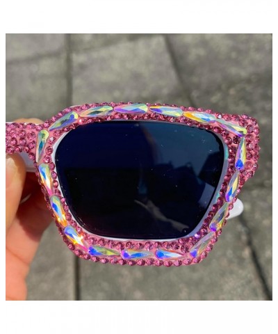 Women Diamond Sunglasses Vintage Square Crystal Rhinestone Sparkling Bejewelled Sunglasses Costume Party Sun Glasses White $9...