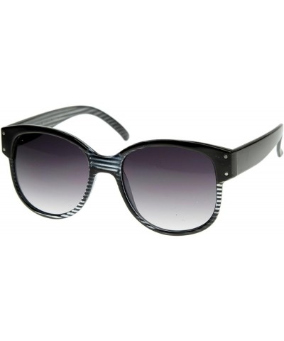 New York Fashion Designer Inspired Round Horn Rimmed Style Sunglasses Black-stripe $8.79 Wayfarer