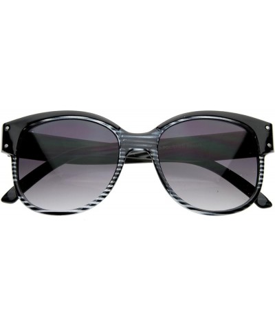 New York Fashion Designer Inspired Round Horn Rimmed Style Sunglasses Black-stripe $8.79 Wayfarer