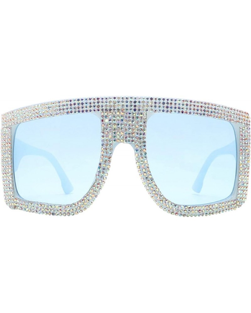 Luxury Oversized Diamonds Sunglasses Women Trends Square Curved Sun Glasses Female Rhinestone bling Eyewear Shades Blue $10.3...