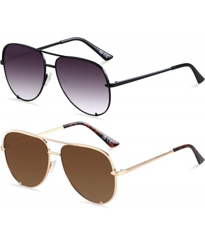 Oversized Aviator Sunglasses for Women Men Big Large UV Protection Fashion Sun glasses (2pack) Fade + Brown Non-Polarized $9....