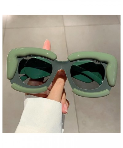 Trendy Thick Round Inflated Sunglasses for Women Men Retro Chunky Oval Festival Party Candy Color Punk Sun Glasses Green $12....