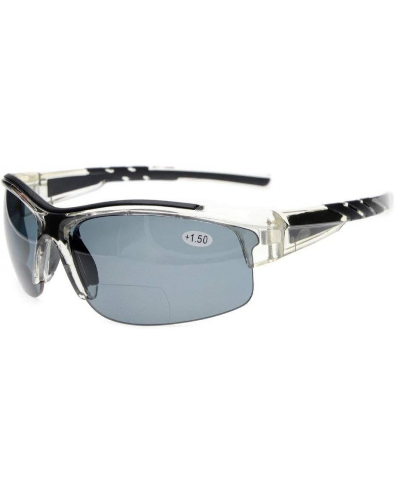 TR90 Unbreakable Sports Polarized Half-Rimless Bifocal Sunglasses Shiny-Black +1.50 +1.50 Clear/Grey Lens $15.05 Rimless