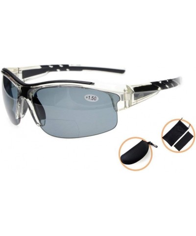 TR90 Unbreakable Sports Polarized Half-Rimless Bifocal Sunglasses Shiny-Black +1.50 +1.50 Clear/Grey Lens $15.05 Rimless