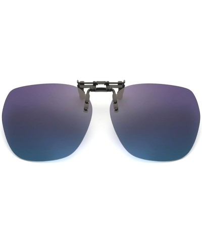 Polarized Rimless Clip on Sunglasses - Round Glasses Anti-Glare UV Protection Flip Up for Men Women Driving Outdoor Blue Purp...